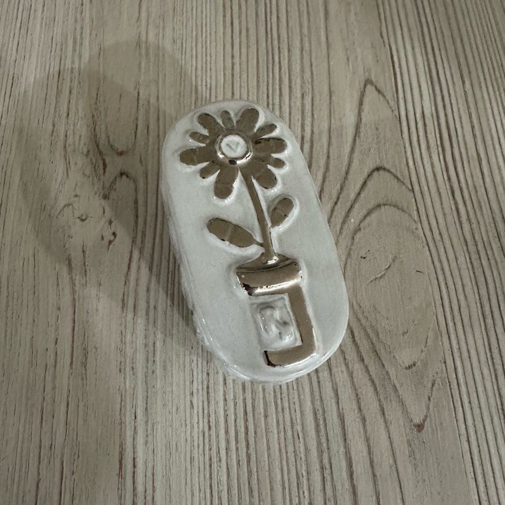 Jonathan Adler grey and silver cheeky ceramic pill box